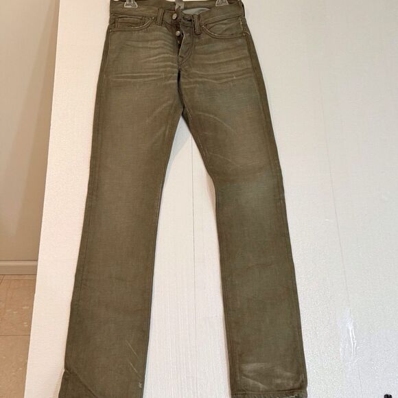 RRL Double RL by Ralph Lauren 28 X 32 Slim Fit  Denim Distressed Olive Wash - Picture 1 of 13